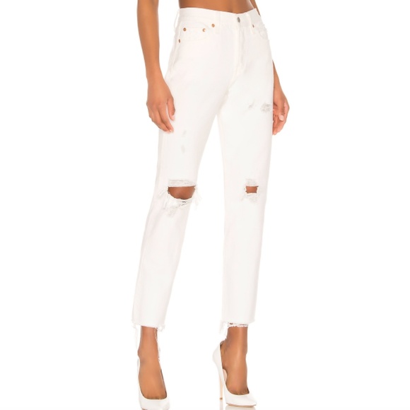 white ripped levi jeans